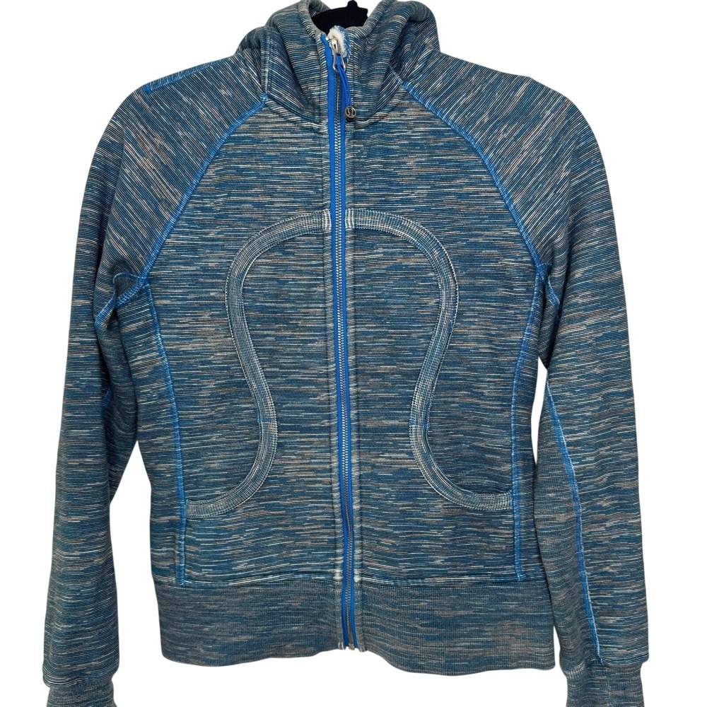 Lululemon Scuba Hoodie Women Blue Space Dye Excellent Full Zip Thumbholes
